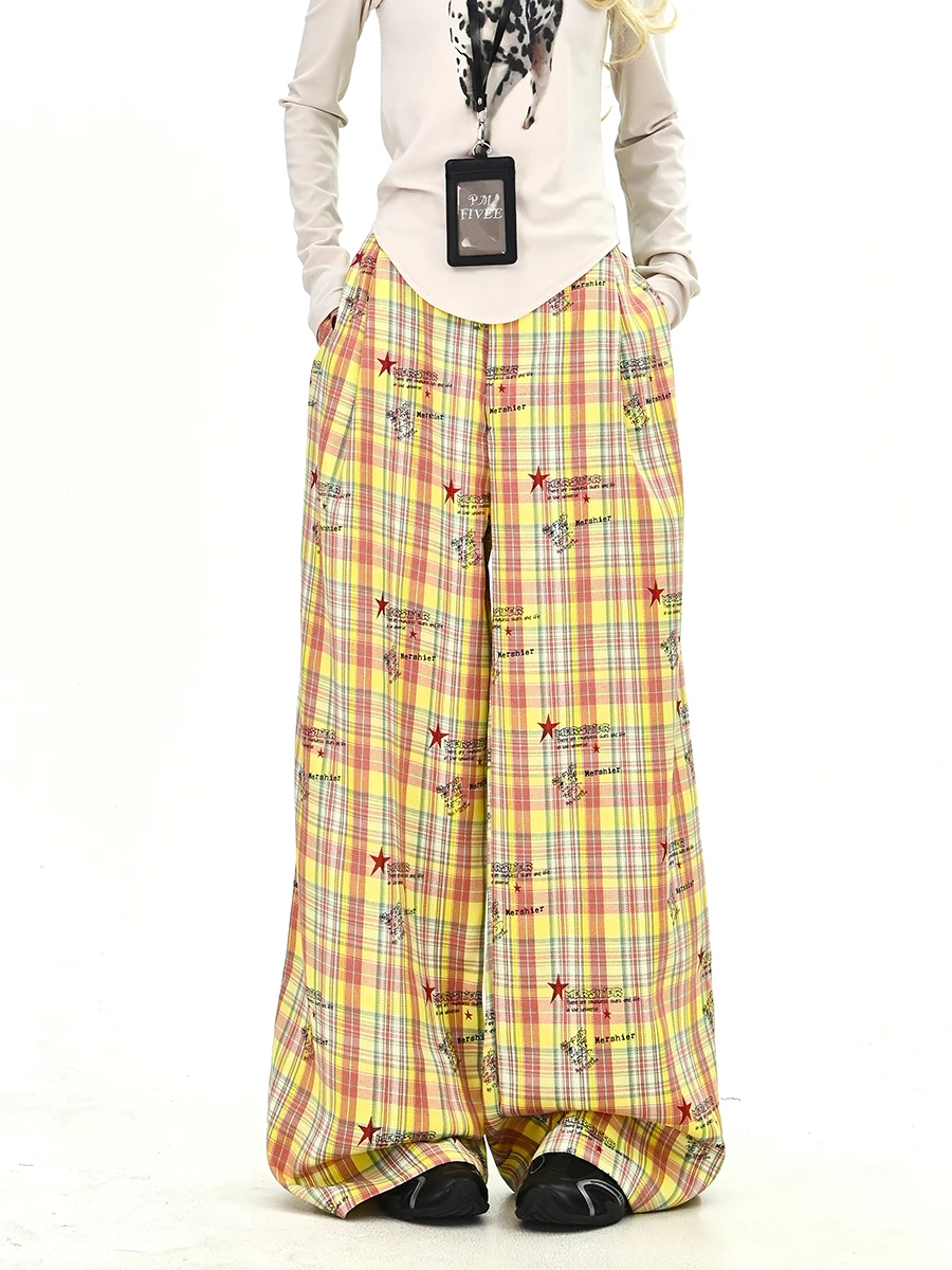 

Женские повседневные брюки с широкими штанинами и принтом «Ленивая звезда», новинка весны, свободные, в корейском стиле, прямые брюки-трубы