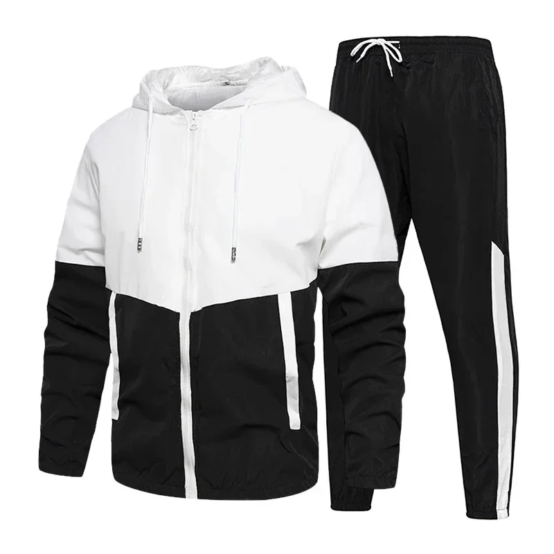 Brand Men Tracksuit Casual Set Autumn Male Joggers Hooded Sportswear Jackets+Pants 2 Piece Sets Hip Hop Running Sports Suit