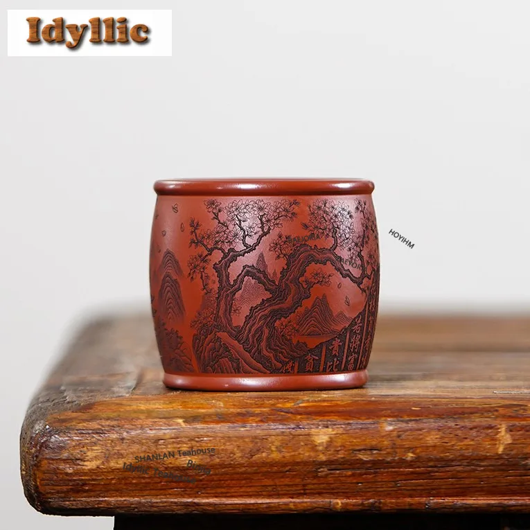 160ml Yixing Lila Ton Pfirsichblüten-Teetasse Luxuriöse Teeschale Wasserkrug Teeverkostungs- und Duftbecher Jianzhan Meisterbecher Teeservice