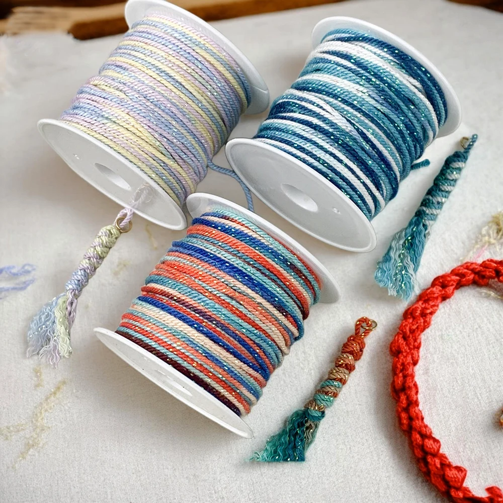 1.5MM Tibetan Starry Sky Segment Dyeing Thread Handmade Cotton Thread DIY Colorful Bracelet Weaving Cotton Thread Jewelry Rope