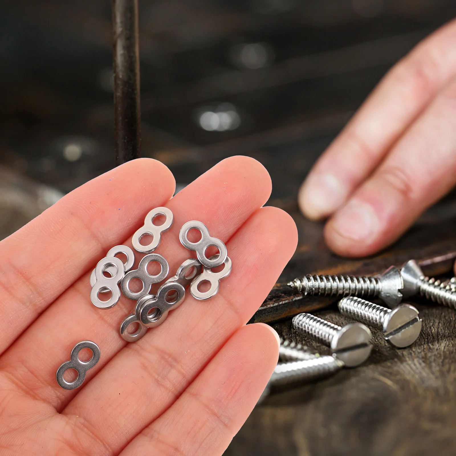 

20 pcs 8 Figure Fastener Clips Stainless Steel Connector Desktop Tabletop Buckle Crimp Connectors Bracket Tools Parts