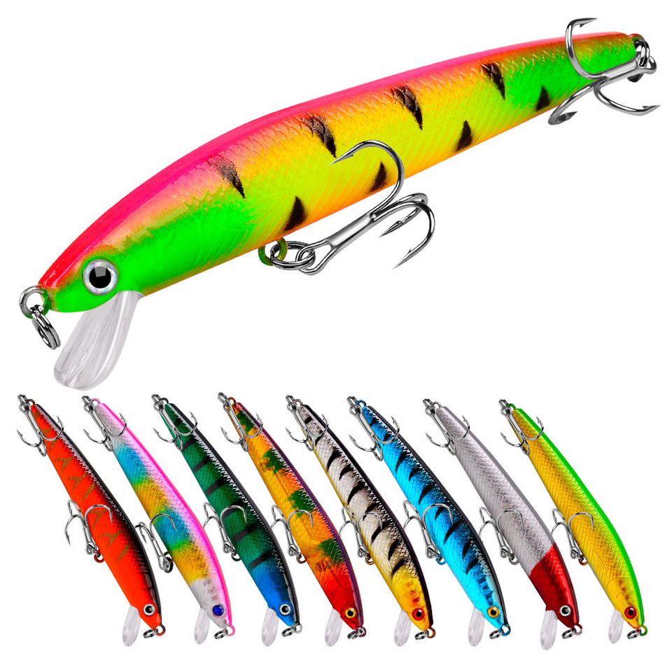 8.5g/Sinking Minnow Lure UV Color Rattling Lifelike Hard Bait Freshwater Saltwater Bass Perch Fishing Trolling Crankbait