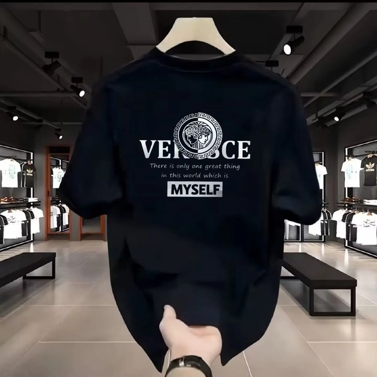 Camiseta de manga corta de lujo para hombre, con estampado de marca de moda, para verano