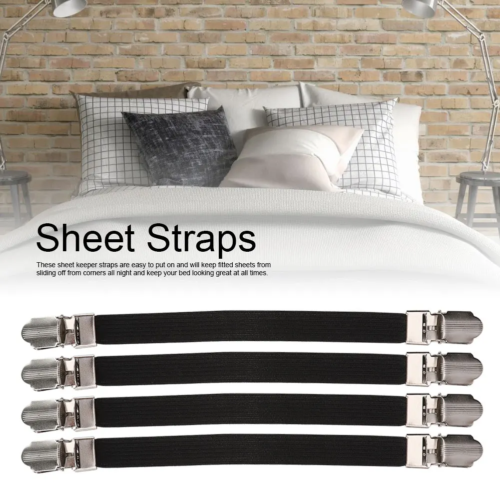 4Pcs Elastische Kreuzmuster Bett Matratze Blatt Riemen Doppel Kopf Clips Greifer Halter Befestigungen Hosenträger Hause Organisieren Gadget