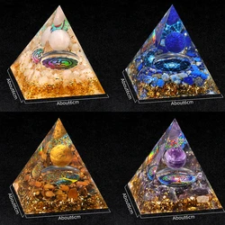 Energy Pyramid Orgonite Reiki Natural Rose Quartzs Ball Healing Crystal Chakra Tool Ornaments Resin Stones Home Decoration Gifts