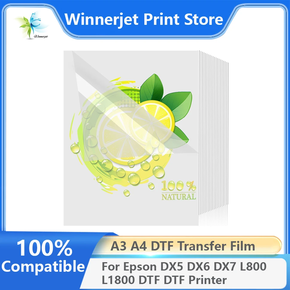 A3 A4 50/100 PCS PET Transfer Film for Direct to Film Printer Heat Transfer Paper For Epson L1800 DX5 L805 Printhead DTF Printer