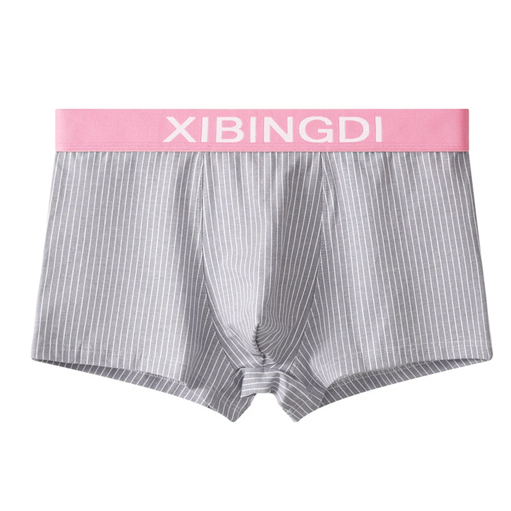 Men Low Waist Panties Cotton Stripe Brief Elastic Underpants Comfort Breathable Underwear Trunks Shortsshorts Hombre