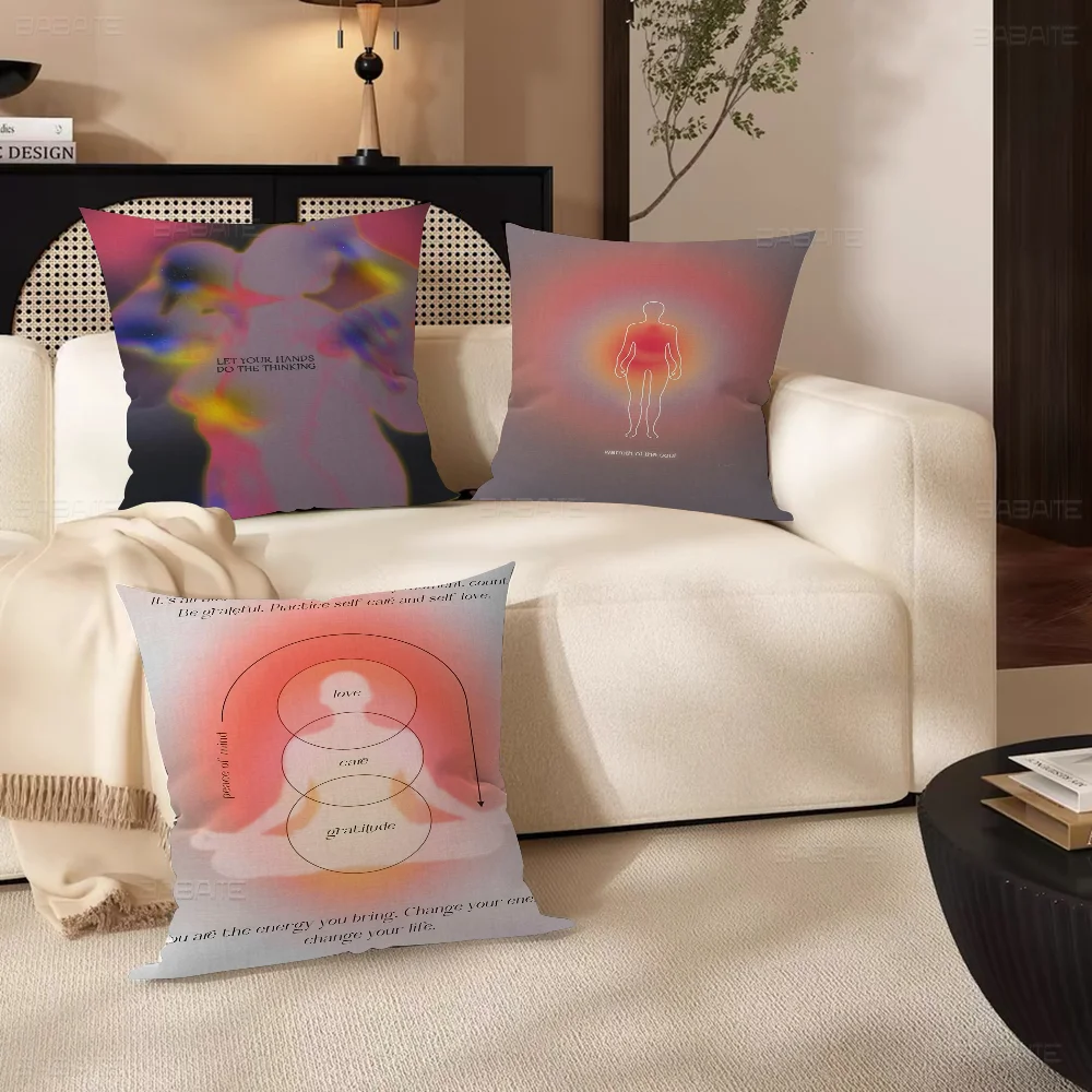 Psychedelic 70s Grainy Gradient Spiritual Energy Meditation Art Cushion Cover 30x50 Polyester Sofa Cushions Decorative Throw