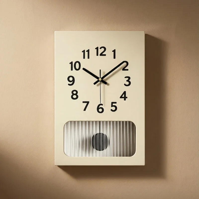 Rectangular Pendulum Clock Scratch-resistant Silent Wall Clocks Eco-friendly No Drilling Required Nordic Minimalist Home Decor