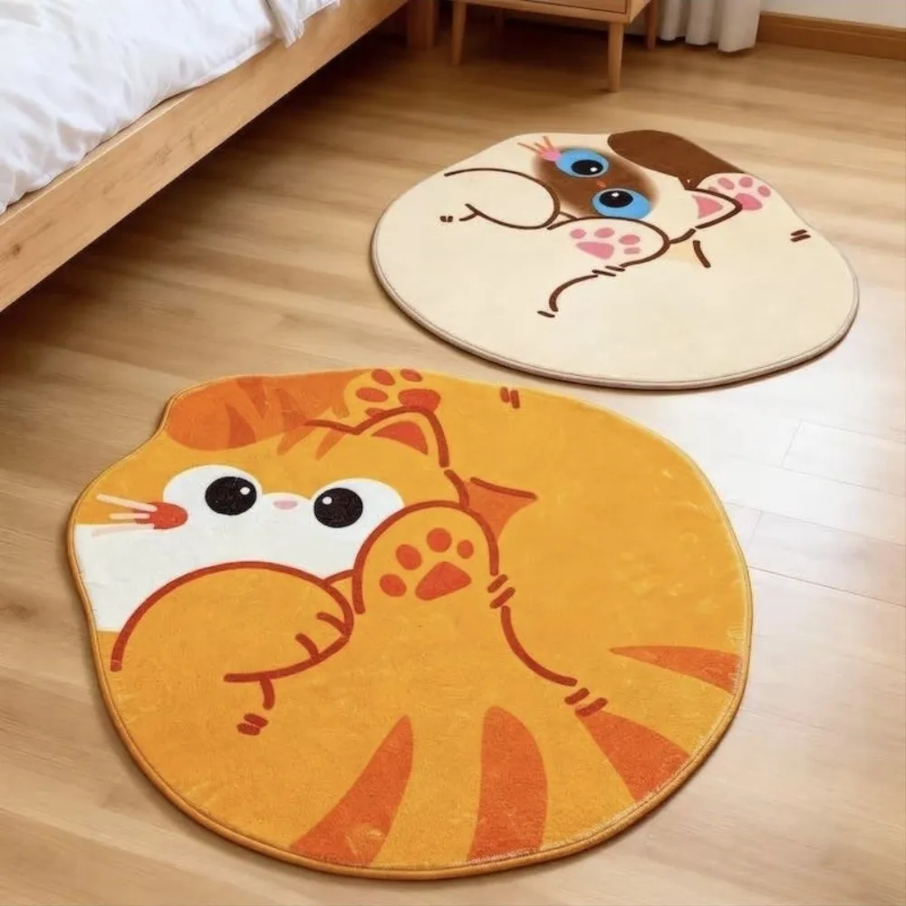 Imitation Cashmere Cat Shape Floor Mat Absorbent Soft Animal Area Rug Floor Barrier Cute Entryway Door Mat for Living Room
