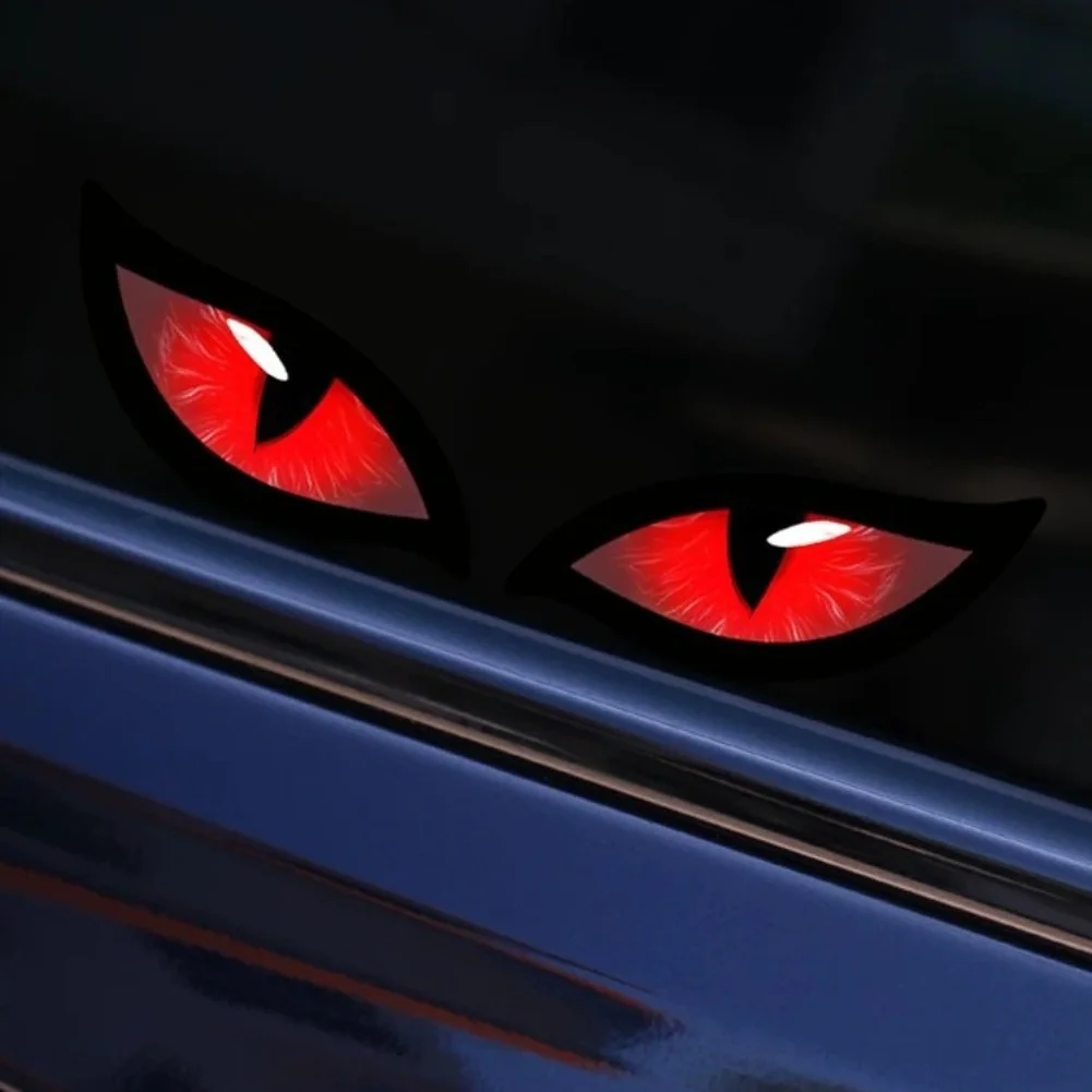 1 Pair Motorcycle Reflective Devil Eyes Sticker Creative Rearview Mirror Decal For Motorbike Car Auto Decoration Stickers