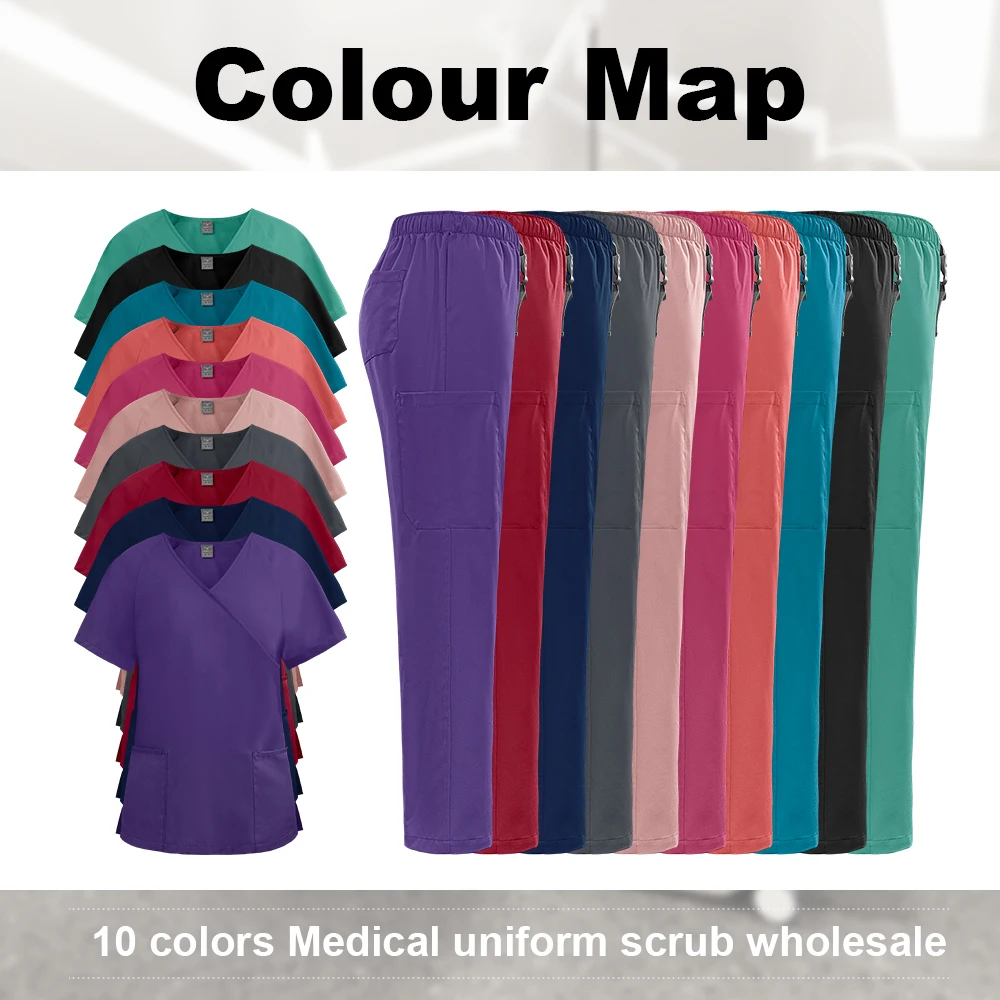 Frau Peeling Sets Uniformen Krankenschwester Schönheit Salon Arbeitskleidung Kurzarm Top Hosen Spa Uniform Arzt Pflege Artikel Anzug Großhandel