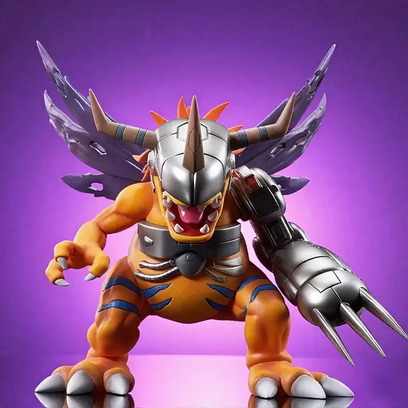 Anime digimon aventura figura guerra metal greymon figura de ação pvc estátua desktop exibição decorativa coleção modelo brinquedos presentes