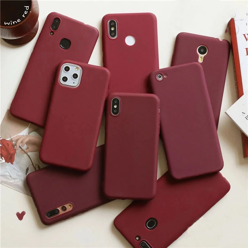 Luxury Silicone Phone WineRed Case for Huawei Honor X6S X7 X8A X9b X20 X30 X40 GT X50i Plus Protective TPU Soft Back Cover