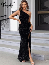 Sexy backless black maxi sequin summer dress women elegant long evening dresses woman bodycon club birthday party dress vestidos