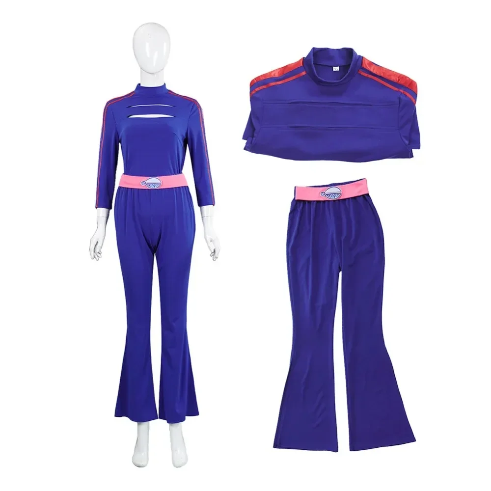 

Women's Anime Cosplay Costume Set Blue Top and Pants Undead Theme Outfit for Halloween Party Comic Con Events