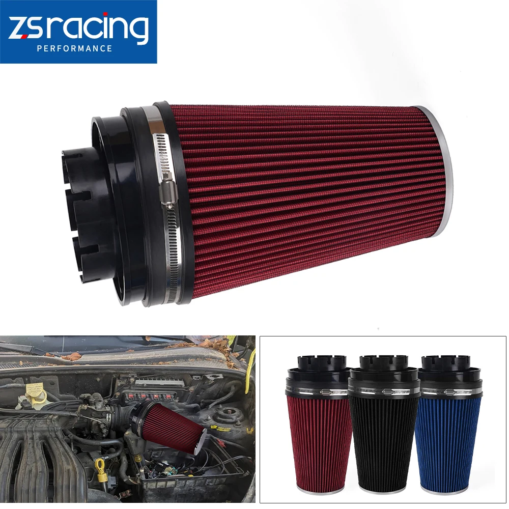 

ZSRacing-4'' 102MM Universal Long High Flow Inlet Cone Dry Filter Cold Air Intake Air Filter Replacement OFI130