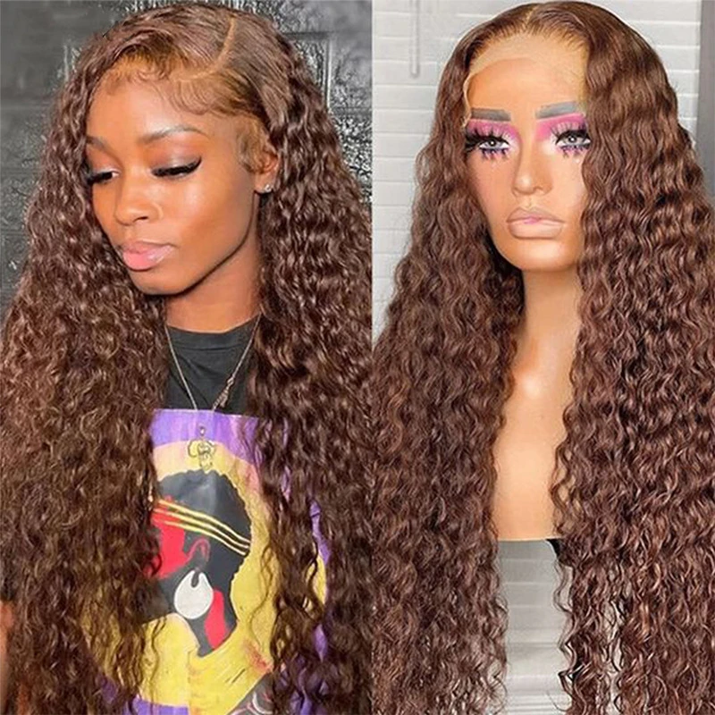 Women's wig made of real , Water WaveHair 13*4 Lace Front