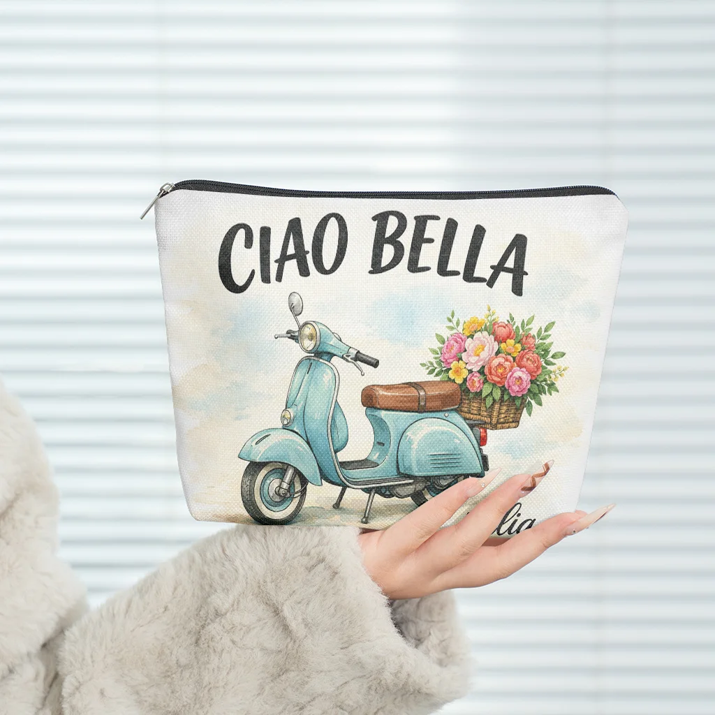 A small motorcycle pattern cosmetic bag-cute multifunctional zipper handbag, jewelry storage bag