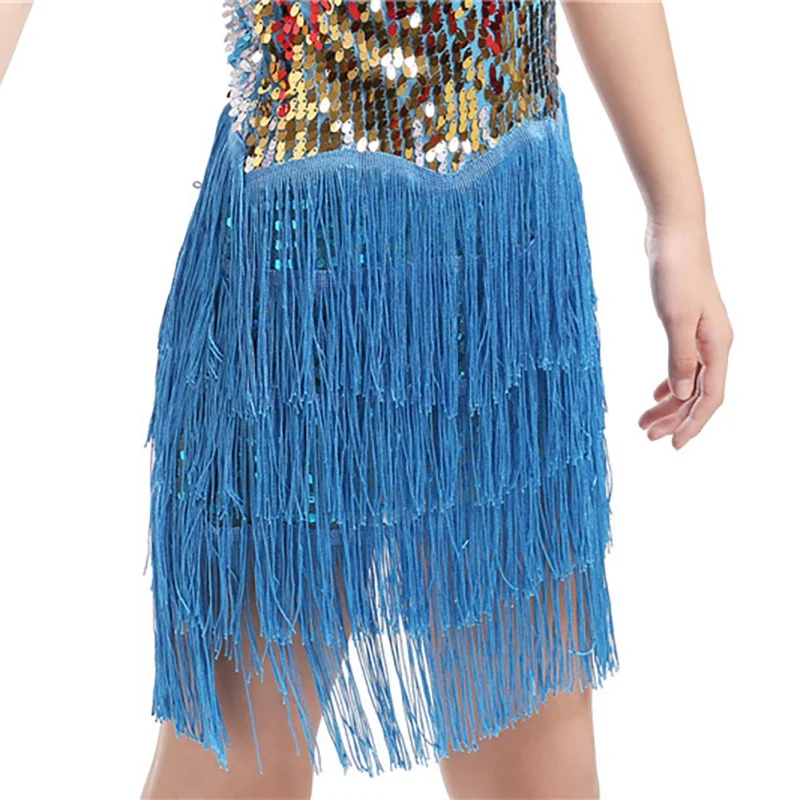 Latin Dance Tassels Dress for Children Girls Sequin Glitter Professional Training Costume Kid Stage Latin Tango Dance Wear 3-15Y