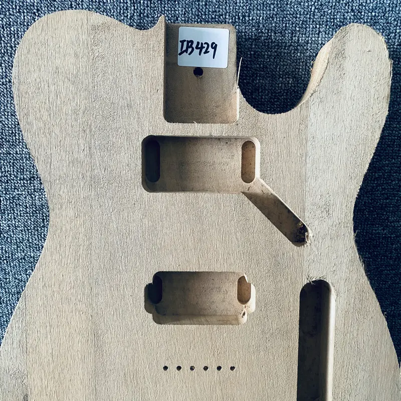 IB429 Unfinished Tele Electric Guitar Body in Solid Basswood String Through Body 2 Humbucker Pickups with Damages for TL DIY