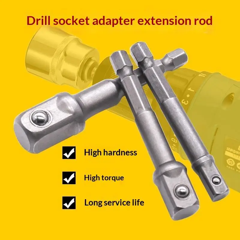8/9 Pcs Impact Socket Adapter Set, 1/4 3/8 1/2 Hex Shank Square Nut Driver Extension Bit Set For Power Drill Impact Driver Tool