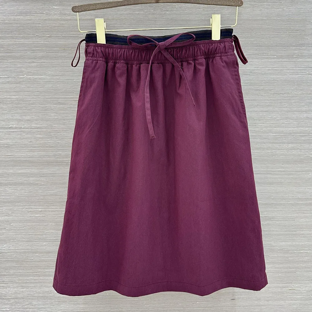 

High-quality 2026 new women's fashionable loose plain-colored half-length skirt, with adjustable elastic waistband xy26429112