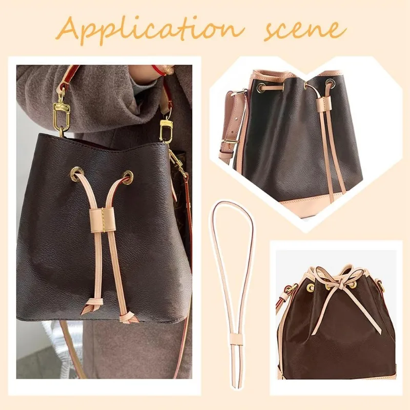 1Set Genuine Leather Drawstring Strap for Noe Bucket Bag 36.2 Inch Detachable Purse Pull String Strap Replacement DIY Crochet