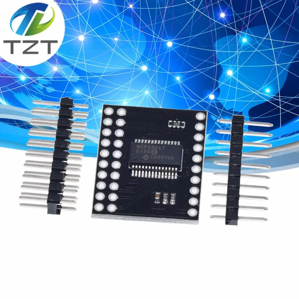 TZT MCP23017 Serial Interface Module IIC I2C SPI MCP23S17 Bidirectional 16-Bit I/O Expander Pins 10Mhz Serial Interface Module