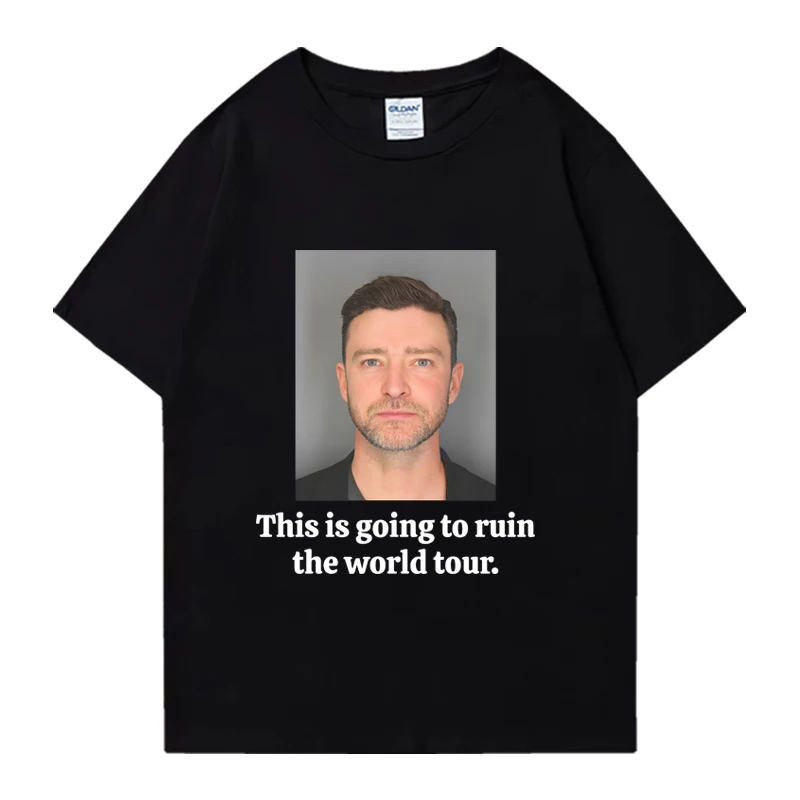 High Quality Justin Timberlake funny Word print black T shirt Men Women Oversized short sleeve t-shirts Unisex 100% Cotton Tops