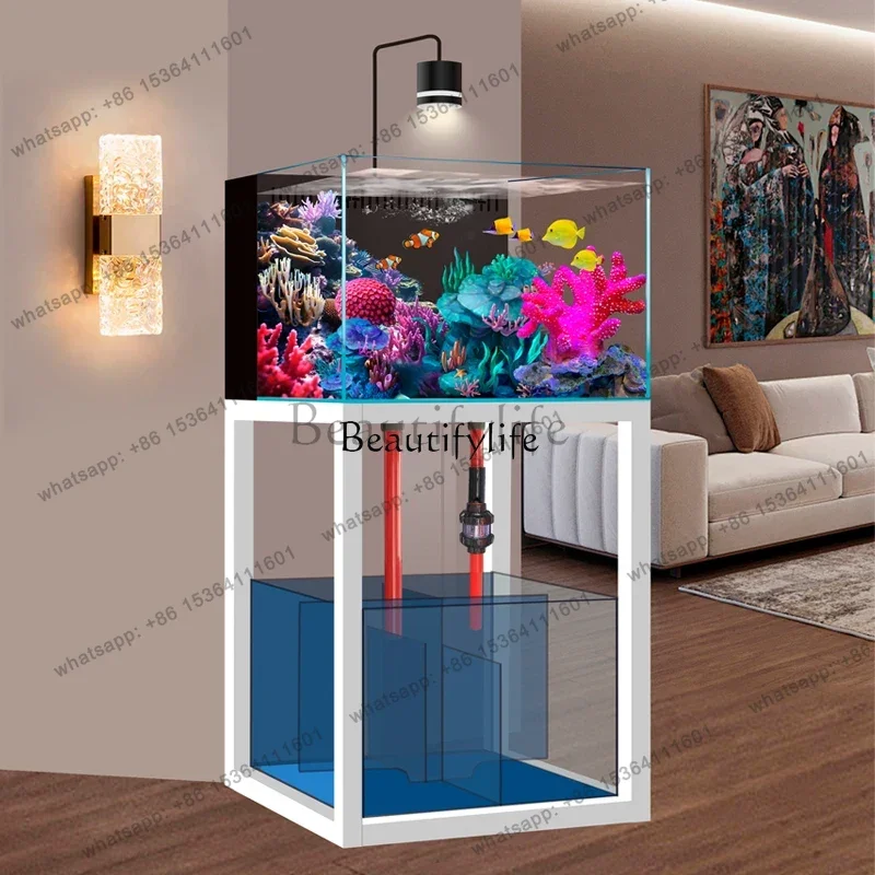 FG10-Small and medium-sized household ultra-white glass bottom filter seawater coral tank water-free lazy landscaping