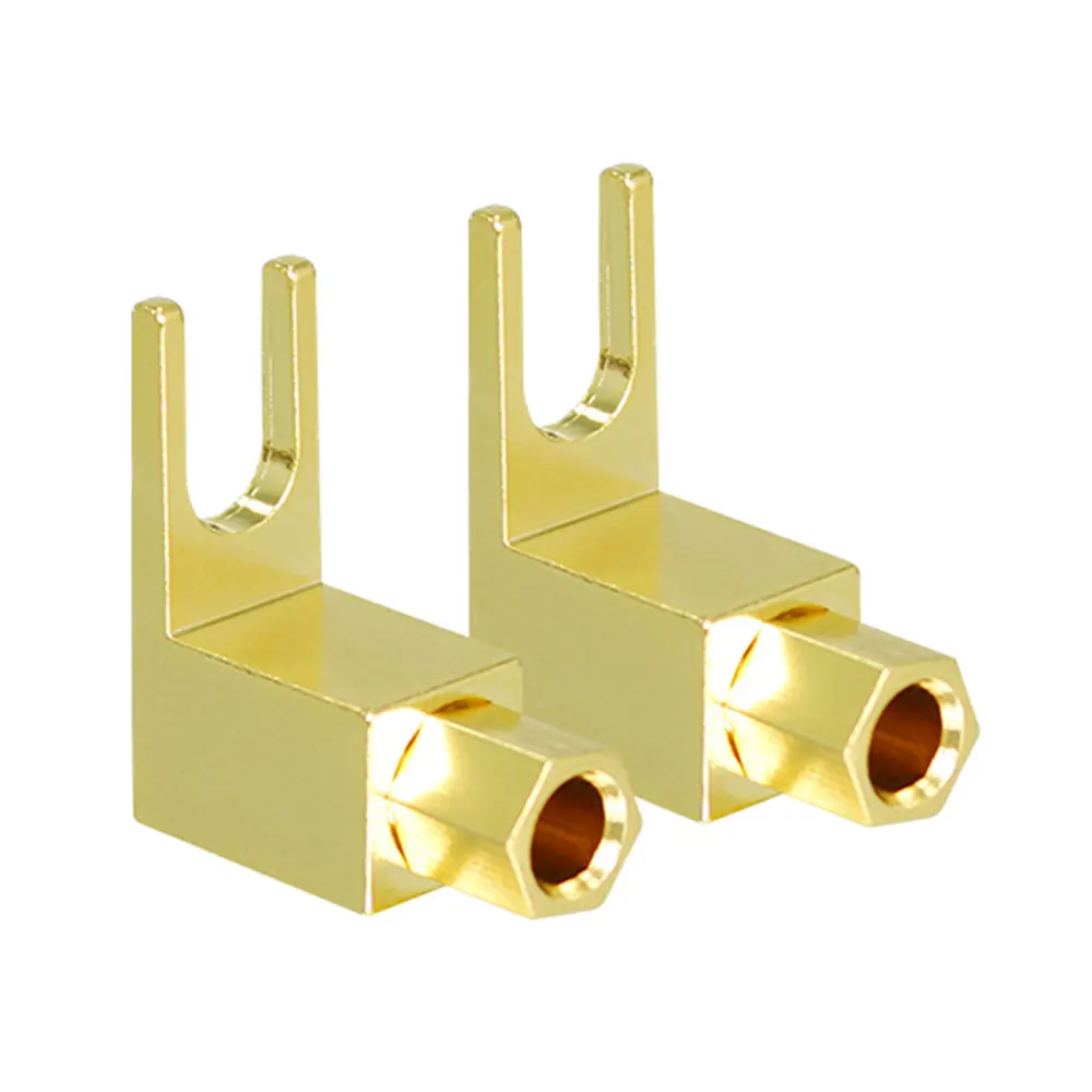 하이 퀄리티 금도금 스피커 포크 잭 커넥터 스페이드 플러그, 4mm U 바나나 플러그-스페이드 어댑터용, 5-10 개