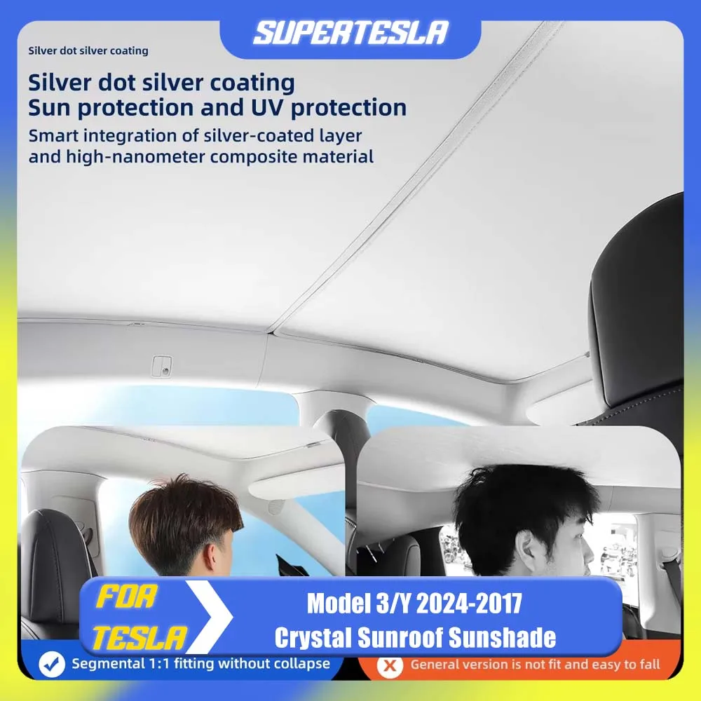 Upgrade Ice Crystal Sunroof Sunshade For Tesla Model 3 Highland 2024-2017 Car Sun Visor For Model Y 23-21 Interior Accessories