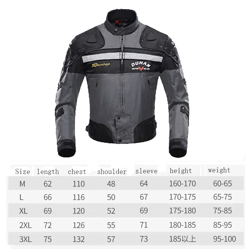 Autumn Men\'s Motorcycle Jacket DUHAN Windproof 600D Oxford Motorcyclist Motocross Biker Jackets Moto Equipment with warm linging