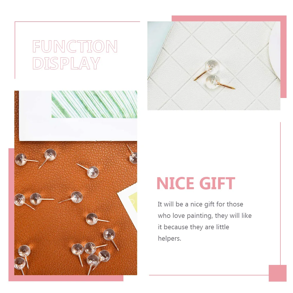 

100pcs Transparent Ball Thumb Tacks High-Grade Decorative Pushpins Multi-Function For Diy Office Supplies