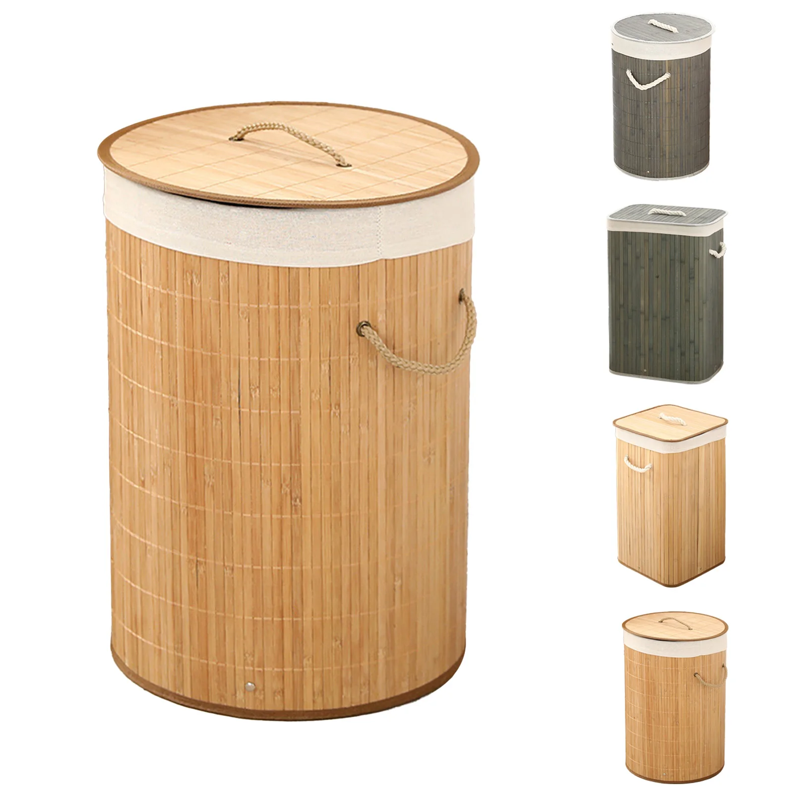 Clothes Basket Storage Basket Foldable Laundry Basket Grocery Basket Bamboo Large Capacity Dirty Clothes Storage Bucket for Home