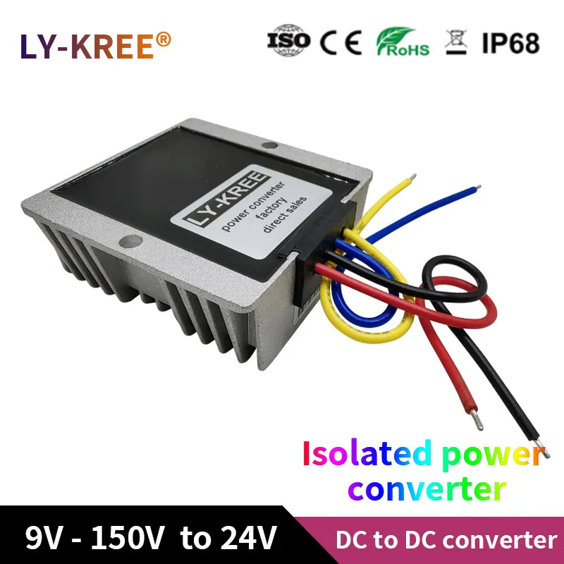 9-150V to 24V Step-down DC-DC  Complete Isolation 12V 36V 48V 60V 72V 80V 96V 100V 110V 120V to 24V Buck Converter 3A 5A