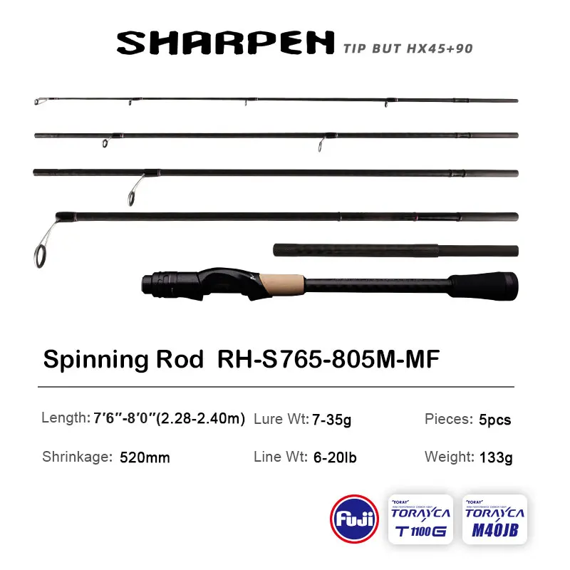 PURELURE SHARPEN Reizen Zacht Lokken Lang Spinnen en Casting XF/MF Actie Hengels FUJI Componenten Bass Snoek Hengel Hengel Reel