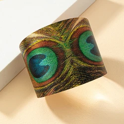 Bracelet For Women Feather Printed Leopard Printed Snake Skin Pattern Open Cuff Party Holiday Gift Fashion Jewelry CB042