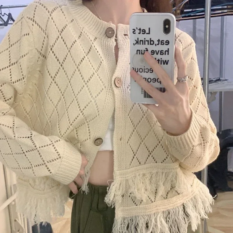 2025 Cardigan solido maglione da donna cardigan chic a maniche lunghe lavorato a maglia donna abiti invernali