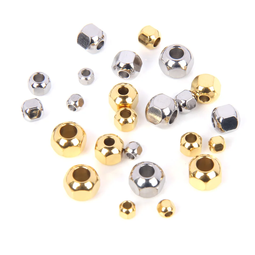 XHN 30-50 Edelstahl Sechsflächige Hexaeder Lose Perlen für Schmuckherstellung Zubehör DIY Facettierte Abstandshalter-Perlen – Detail 5