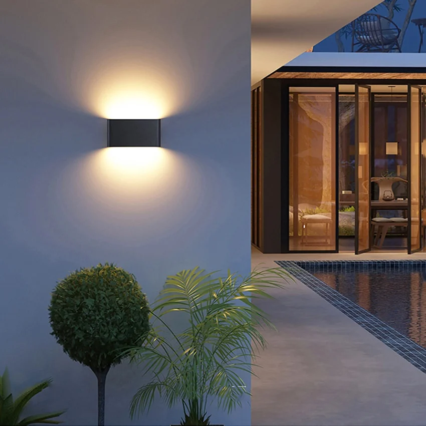 TRAZOS Round Square Modern Wall Lights Garden Porch Ip65 Waterproof Up Down Lighting Outdoor Led Bedroom Lamp Wall Decor