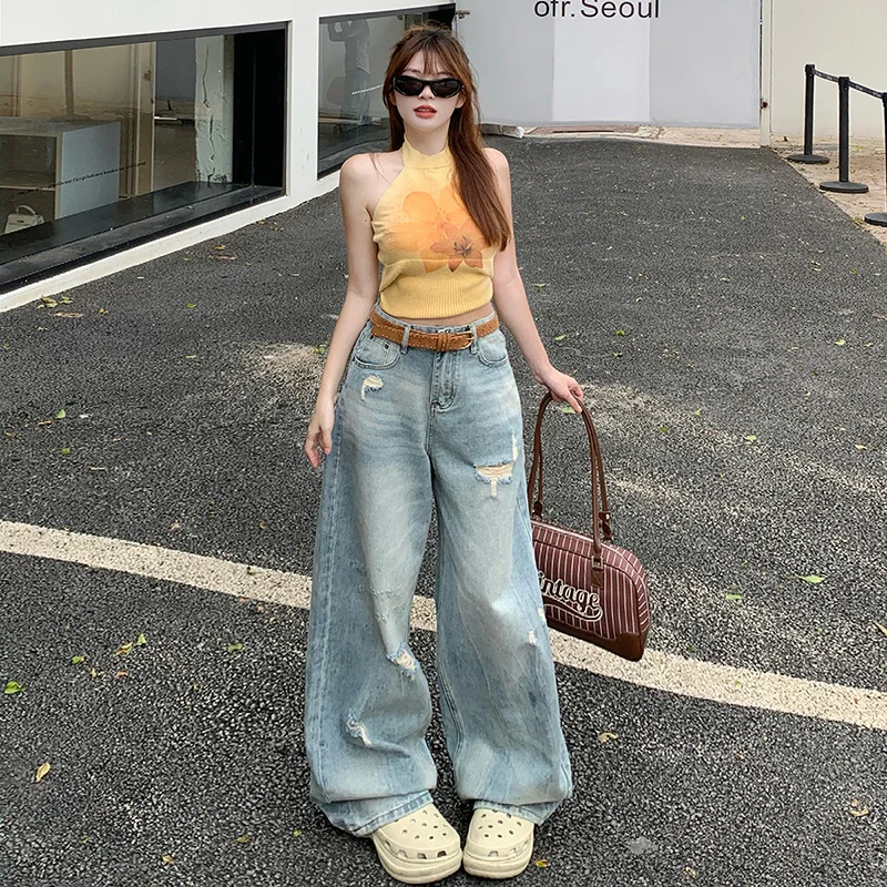 

Look Thinner Summer Jeans for Woman Comfortable Fashion New Trend Women's Trousers Baggy Pants Y2k Clothes Hosen Jorts