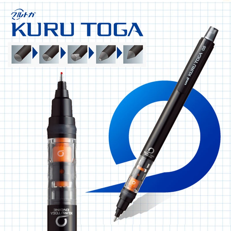 

UNI KURU TOGA Mechanical Pencil M5-452 Lead Core Rotating Anti-break Core Tip Retractable 0.5mm Cute Stationery School Supplies