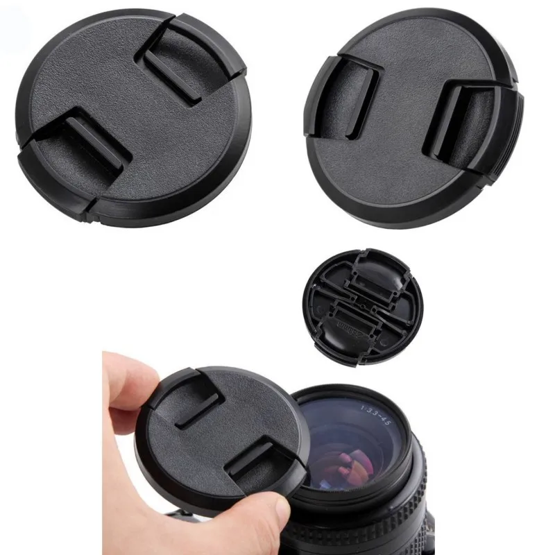 1PCS High-quality 40.5 49 52 55 58 62 67 72 77 82mm center pinch Snap-on cap cover for all camera Lens