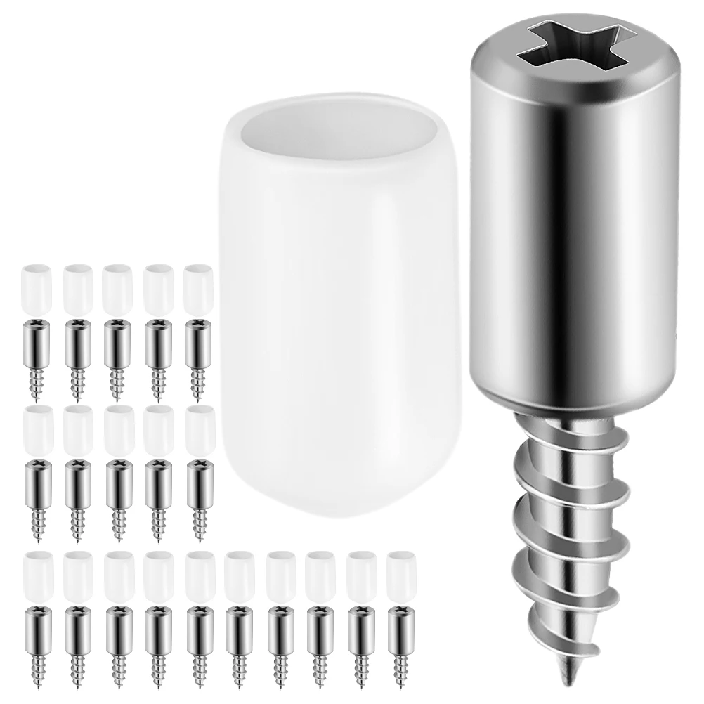 

20pcs Wardrobe Partition Nails Rubber Sleeve Cabinet Hard Nonslip Truss Head Self-Tapping Screws Laminate Board Support Durable