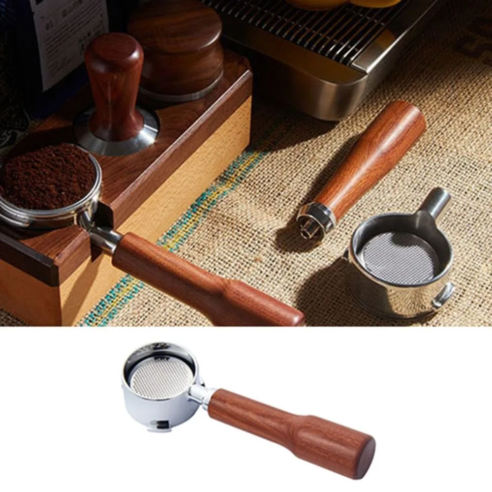 

51 мм бездонный портафильтр для кофе, деревянная ручка, универсальная ручка для фильтра для эспрессо, 3 уха, запасные части для кофемашины для эспрессо, бариста