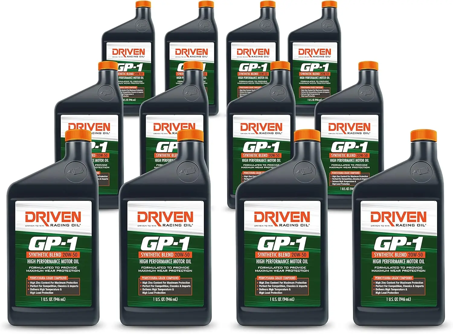 GP-1 Synthetic Blend Motor Oil 20w-50 (12 Quart Bottles)