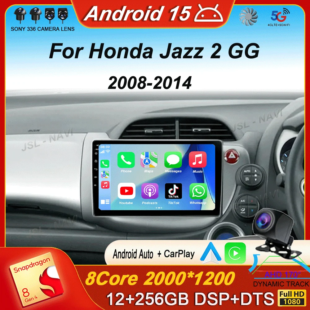 

Android 15 Video Player Car Radio For Honda Jazz Fit 2007-2013 RHD Stereo Multimedia Carplay Auto GPS Navigation 2din Head Unit