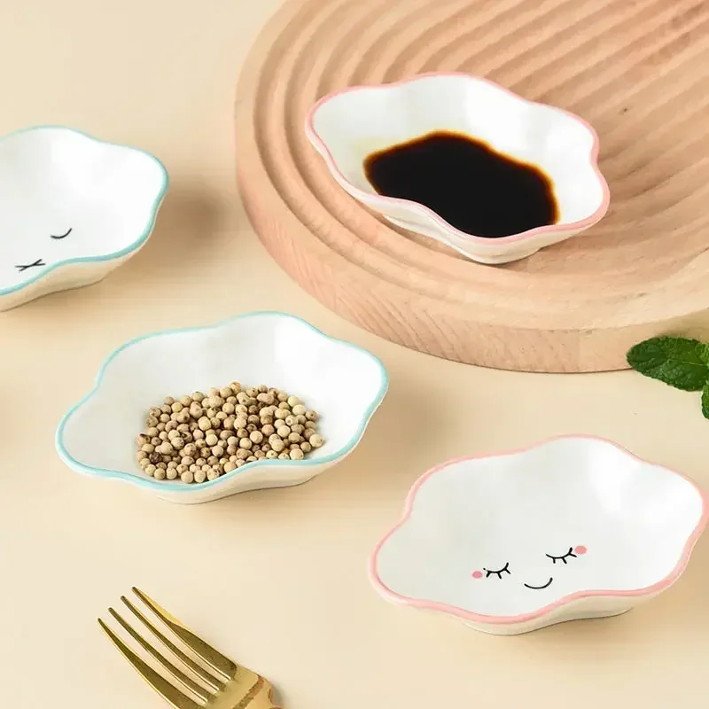 Cute Clouds Dipping Sauce Dish Hot Pot Seasoning Dishes Salad Bowl Tableware Kitchen Ceramic Soy Vinegar Snake Dessert Plate